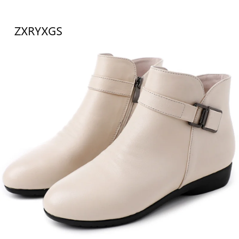 zxryxgs-haut-peau-de-vache-semelle-souple-bottes-plates-2025-grande-taille-chaussures-en-coton-chaud-bottes-d'hiver-mode-femmes-elegantes-bottines-maree