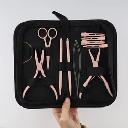 ARLANY-Kit de pinces d'extension de cheveux, dissolvant de micro perles, sac de gril, pinces pour extensions de plumes