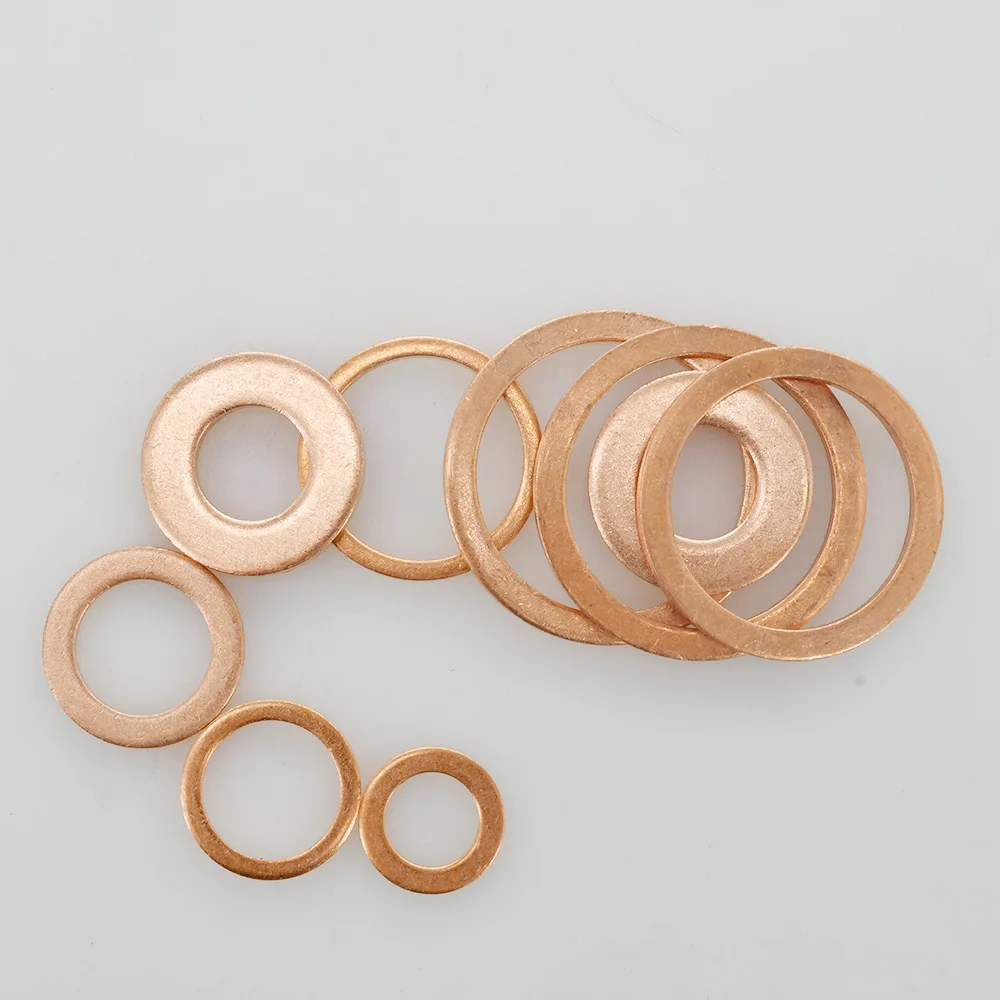 Solid pure copper oil plug gasket M5 M6 M8 M10 M12 M14 M16 M18 M20 M22 M24 Motorcycle oil pan flat sealing gasket O-ring washer