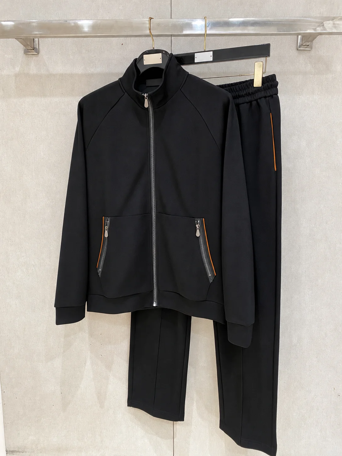 Italian BC embroidered old money style suit men's stand-up collar jacket straight drawstring casual pants suit