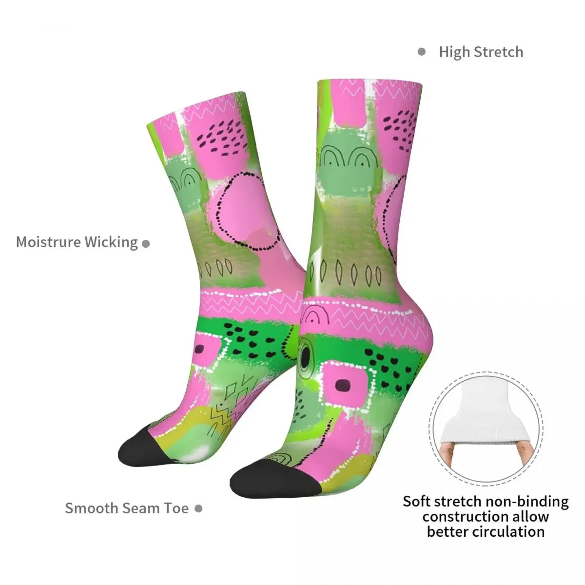 Pink And Green Maze Socks Harajuku Sweat Absorbing Stockings All Season Long Socks Accessories for Unisex Gifts