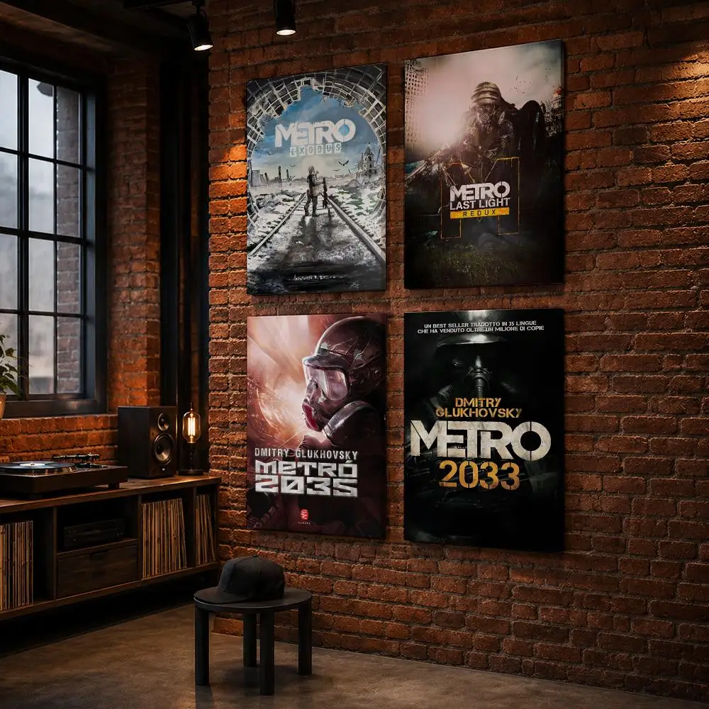 M-Metro Exodus Game Framed Wall Painting Wood Canvas Poster For Living Room Bedroom Hallway Office Home Decor Gift