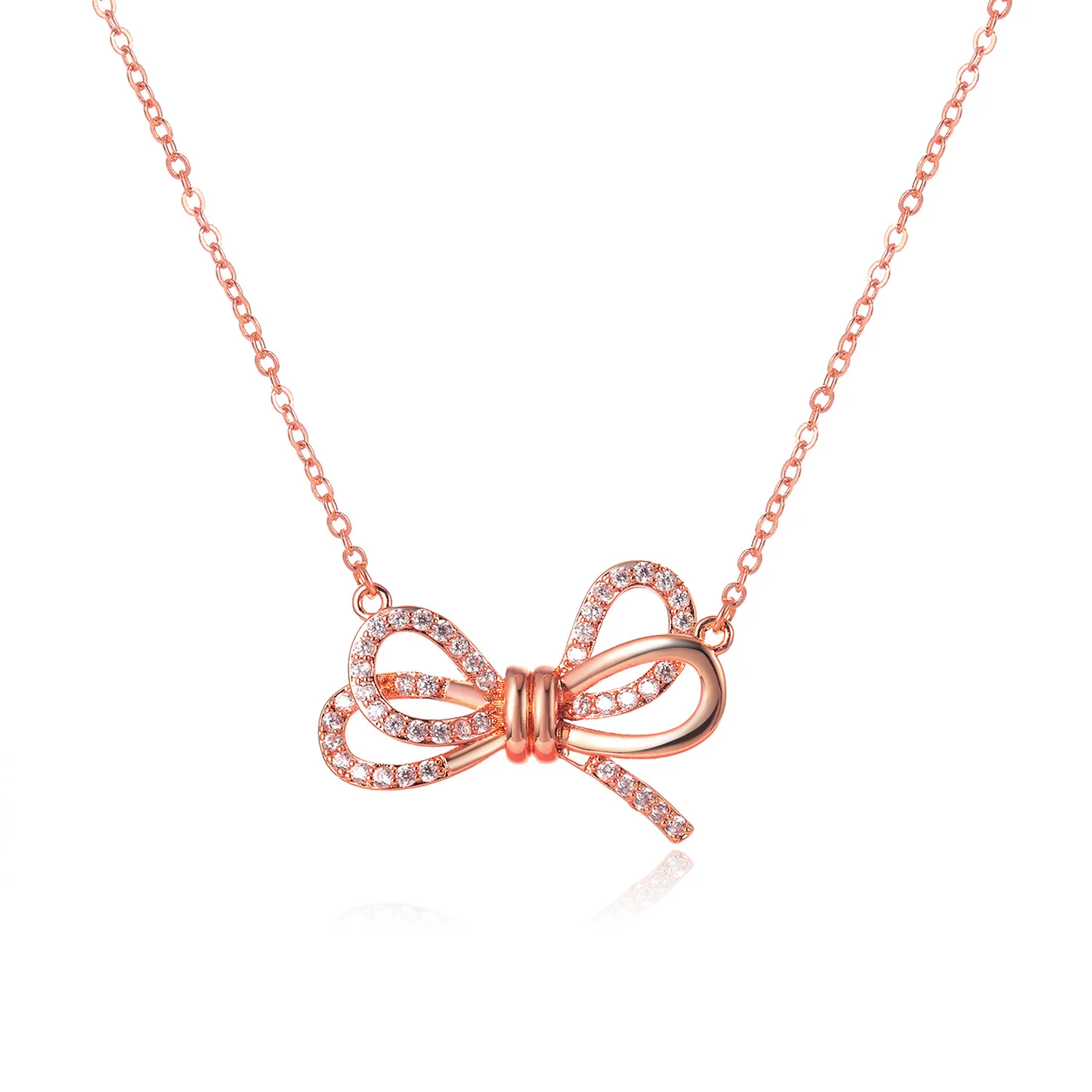 Rose Gold Plated Dainty Butterfly Pendant Necklace Crystal Charm Trendy Jewelry for Women Girls Teens Gifts