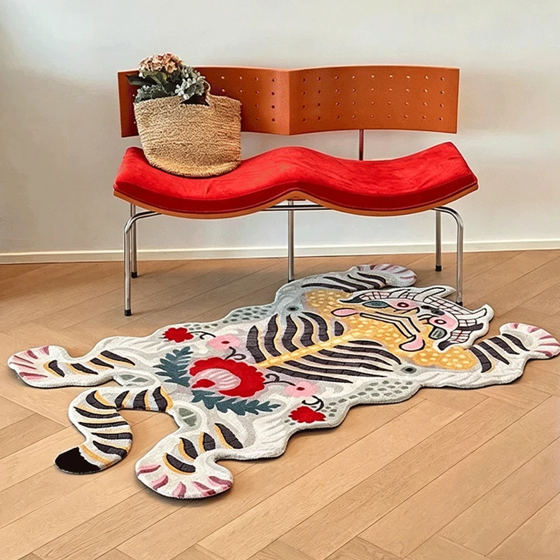 Bedroom Rug Soft  Fluffy Faux Cashmere Floor Mat Irregular Tiger Carpet Bedside Rugs Home Decoration Mats for Living Room Ковер