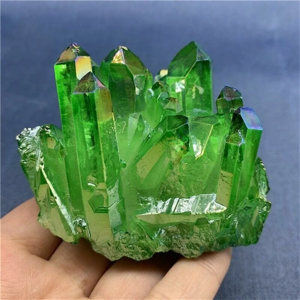 20-140g Natural High Quality Green Electroplating Crystal Cluster Reiki Healing Specimens Stone Mineral