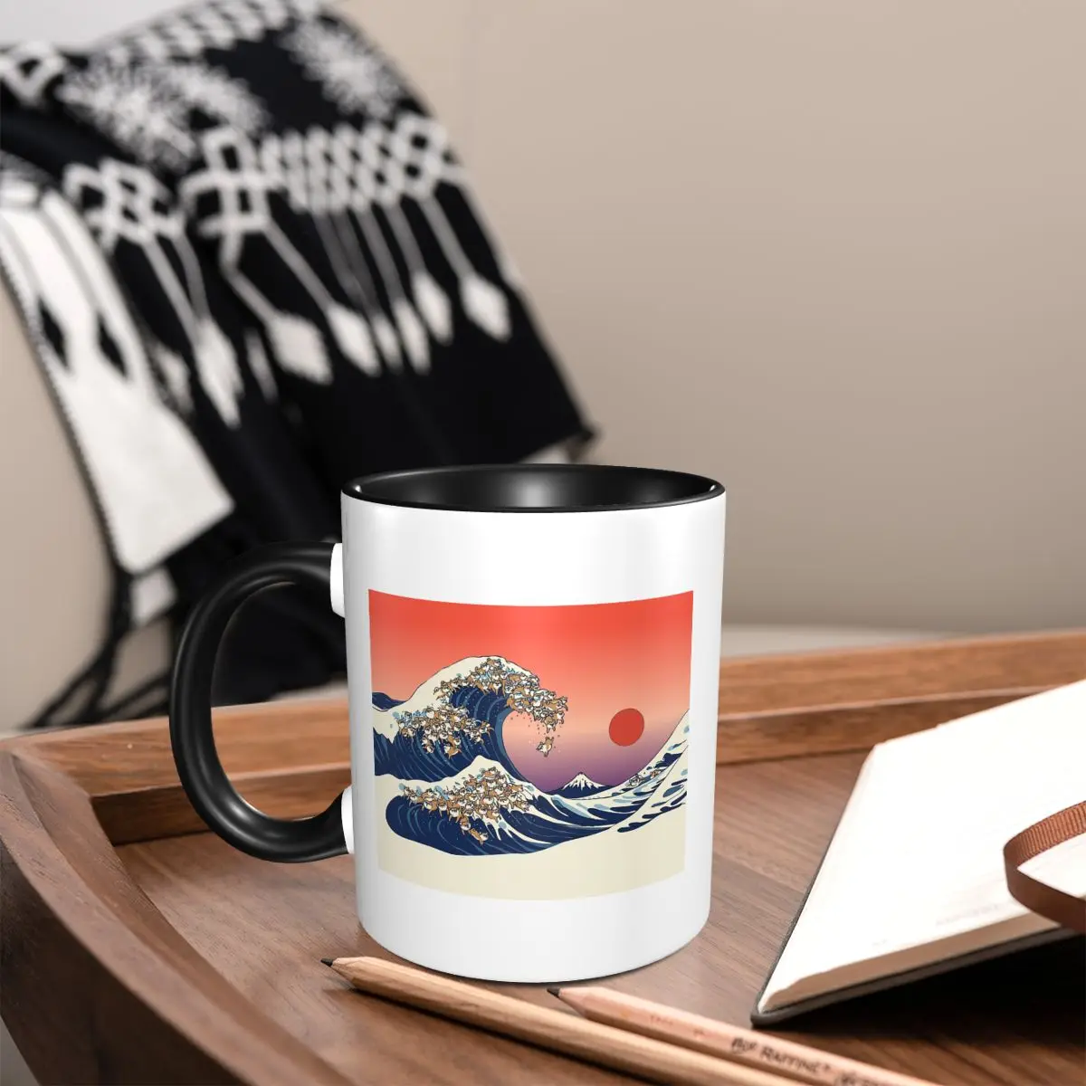The Great Wave Of Shiba Inu Dog Mug Funny Ceramic Coffee Cups Tea Mugs Milk Cup Drinkware Gifts for Friends