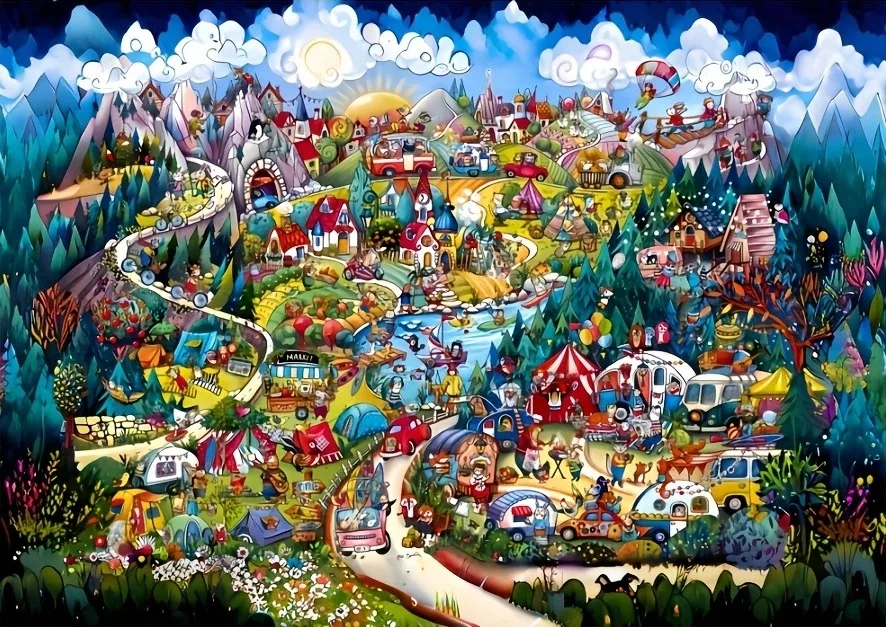 

Art Design 1000/500 Pieces Jigsaw Puzzles Challenging Family Activity Game for Gameroom Bedroom Livingroom Party Gift