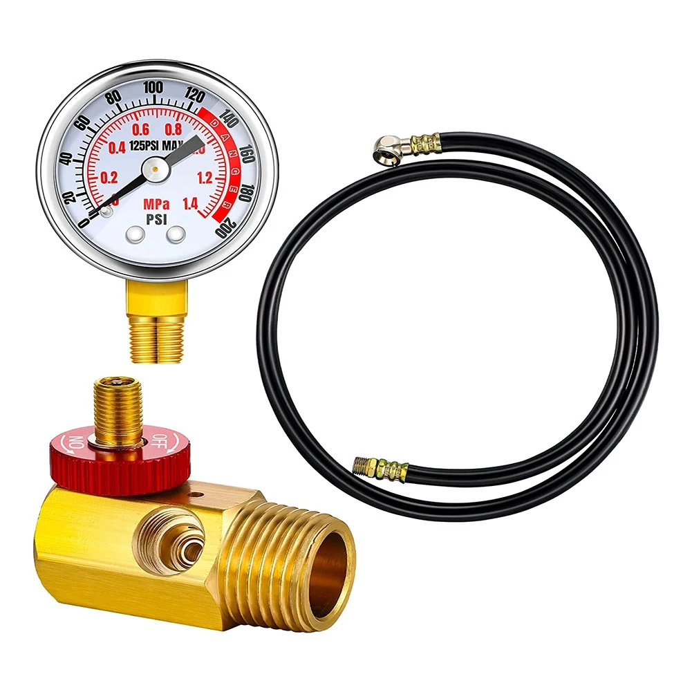 Air Tank Repair Kit Safety Valve, 0-200 PSI Pressure Gauge and 4 Feet Air Tank Hose Assembly Kit for Portable Carry Tank