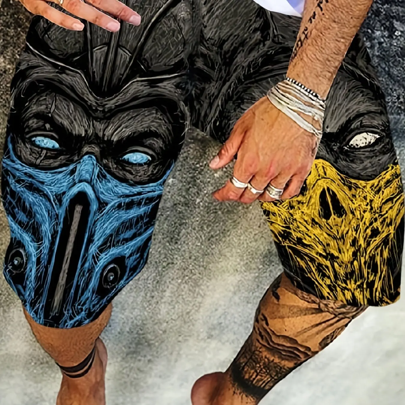 Summer New Men's Casual Shorts with 3D Skull Pattern for Vacation, Soft and Breathable, Comfortable Beach Shorts for Casual Wear
