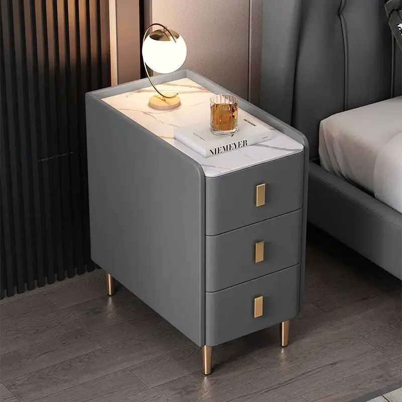 

top bedside table Solid wood bedside table Drawer Smart Light Emitting Diode lamp French retro style Secret compartment Hospital