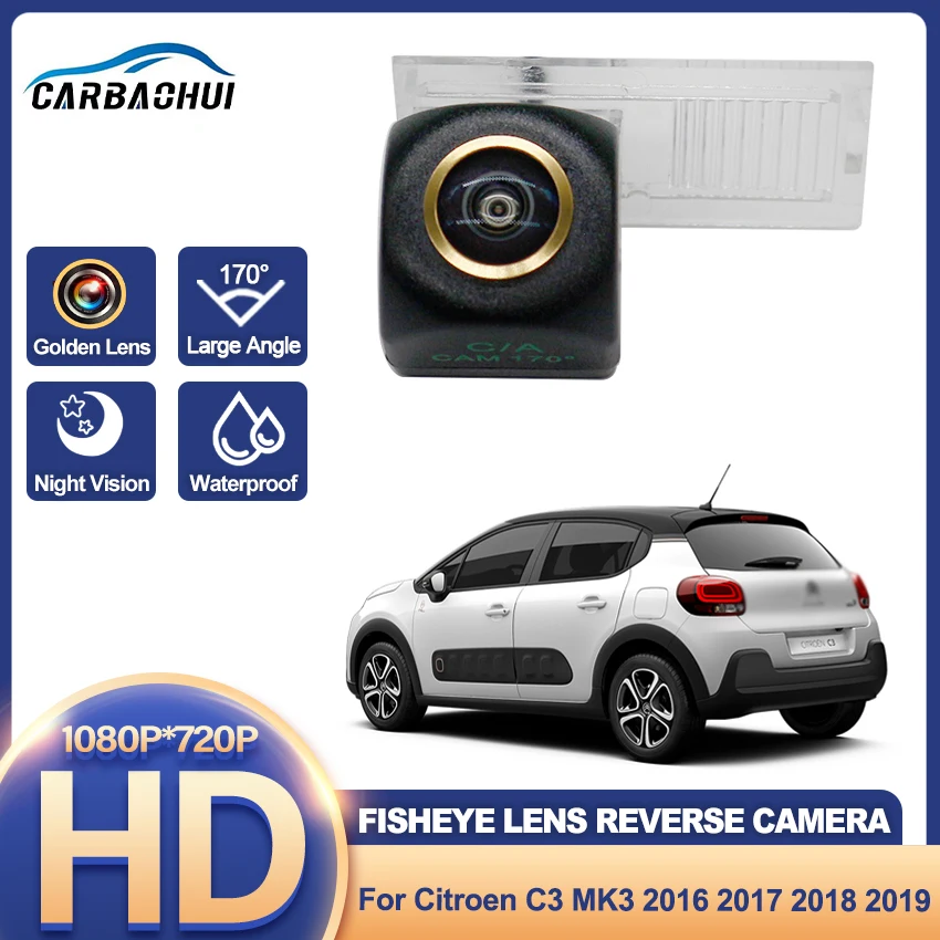 Rear View Camera For Citroen C3 MK3 2016 2017 2018 2019 CCD Night Vision Backup Camera license plate camera Reverse Golden