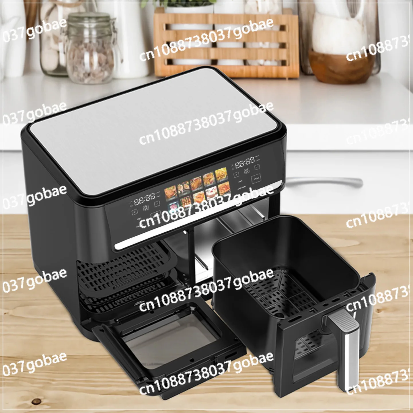 14L large-capacity double-compartment air fryer household high-power intelligent fumes-free electric fryer oven