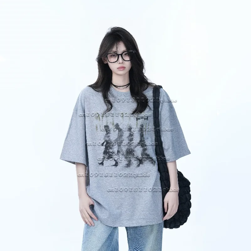 

Футболка с короткими рукавами и 3D-принтом американского ретро-персонажа, летний свободный дышащий быстросохнущий топ с круглым вырезом