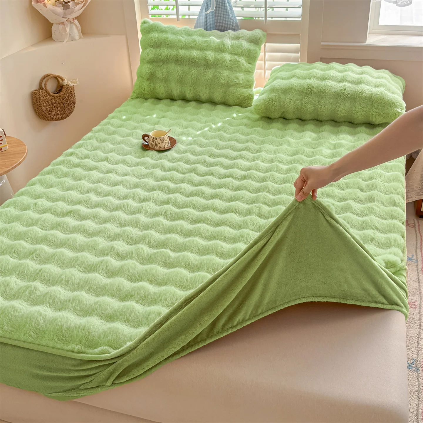 1pc Velvet Mattress Cover Quilted Bed Sheet Plush 매트리스 커버 Single/Queen/King Size Thickened Mattress Protector cubre colchón