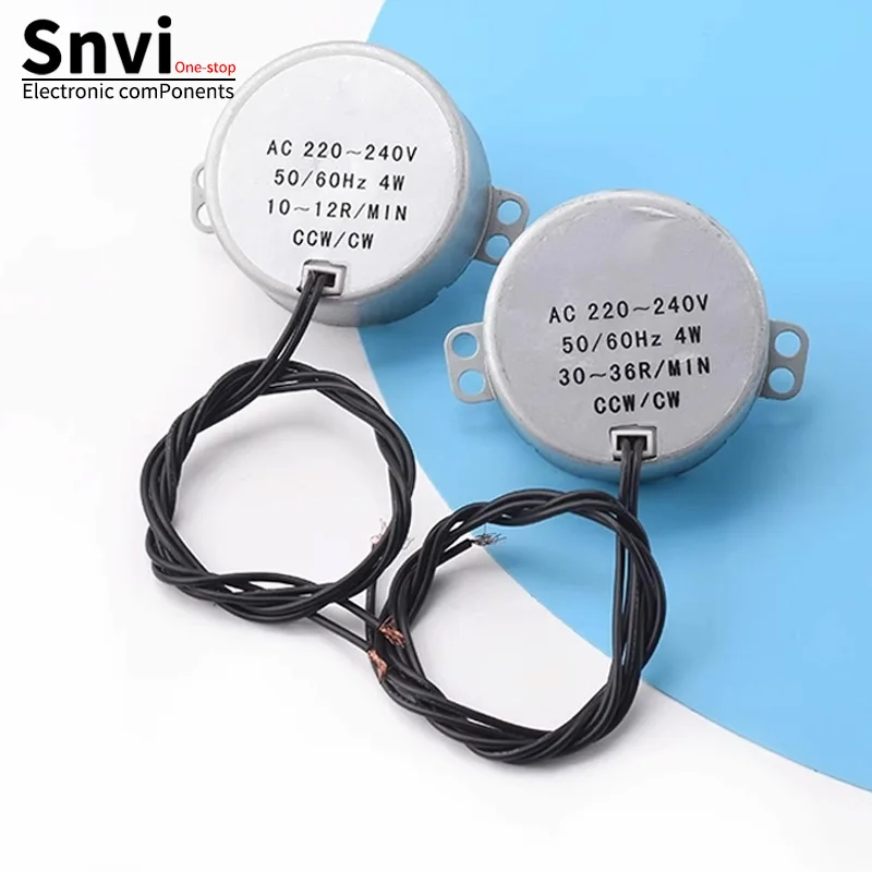 49KTYZ 4W Permanent Magnet Synchronous Motor - 220V AC, Low Speed, 5 RPM, Non-Directional PTZ Miniature Motor