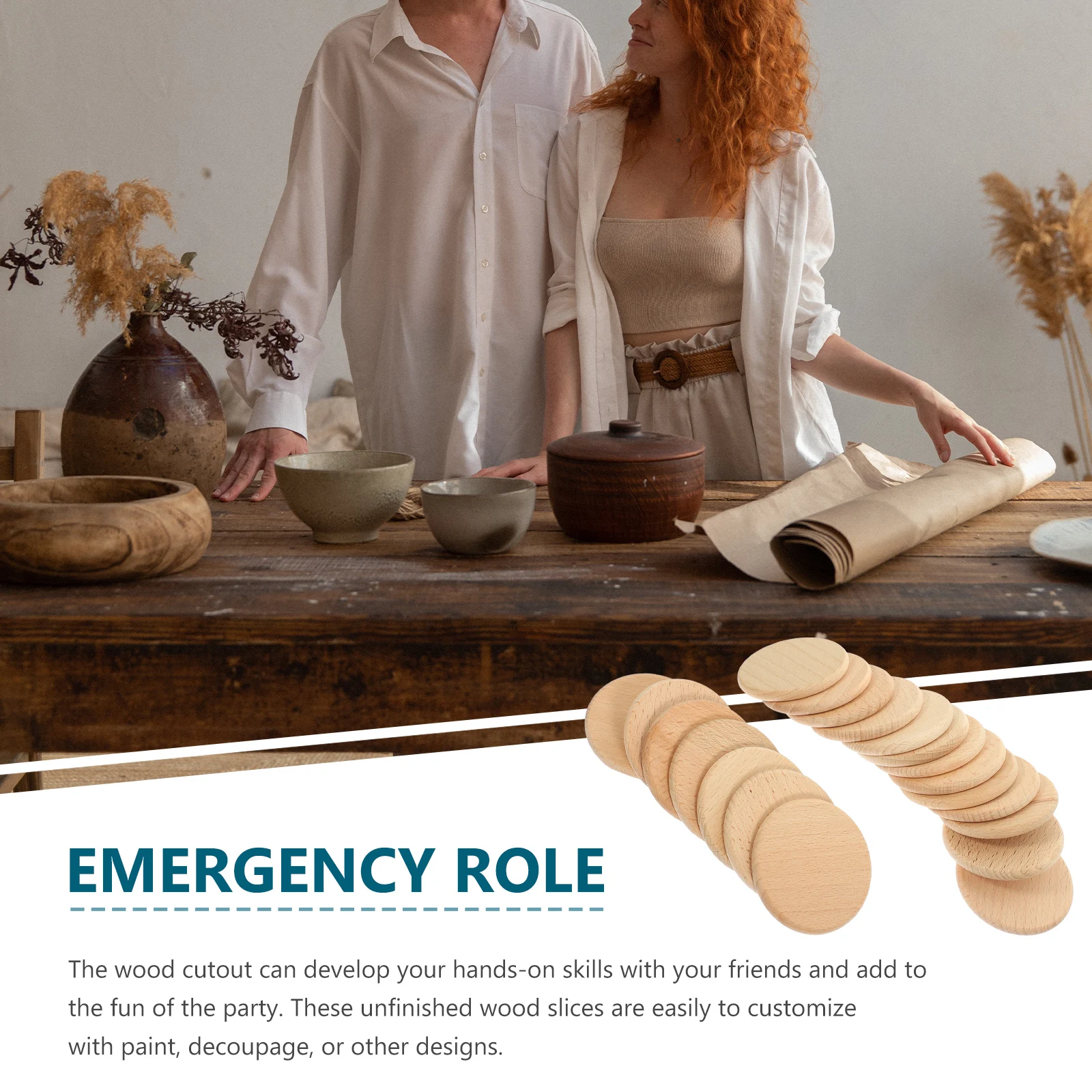 

20pcs Wood Discs Unfinished Wooden Cutouts for DIY Craft Decor Rustic Wood Discs Blank Slices Sewing Accessories