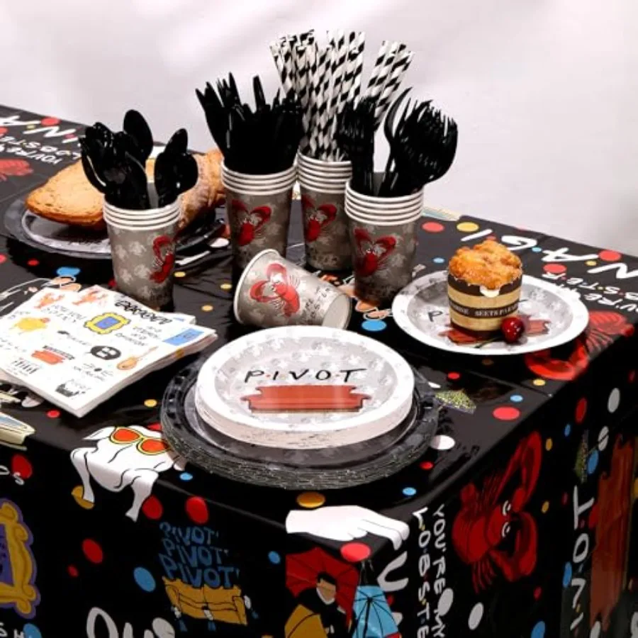 3PACK Forniture per feste iFriends Tovaglia Tovaglia usa e getta in plastica nera di grandi dimensioni: 86,6 x 51 pollici Festa di compleanno iFriends Dec