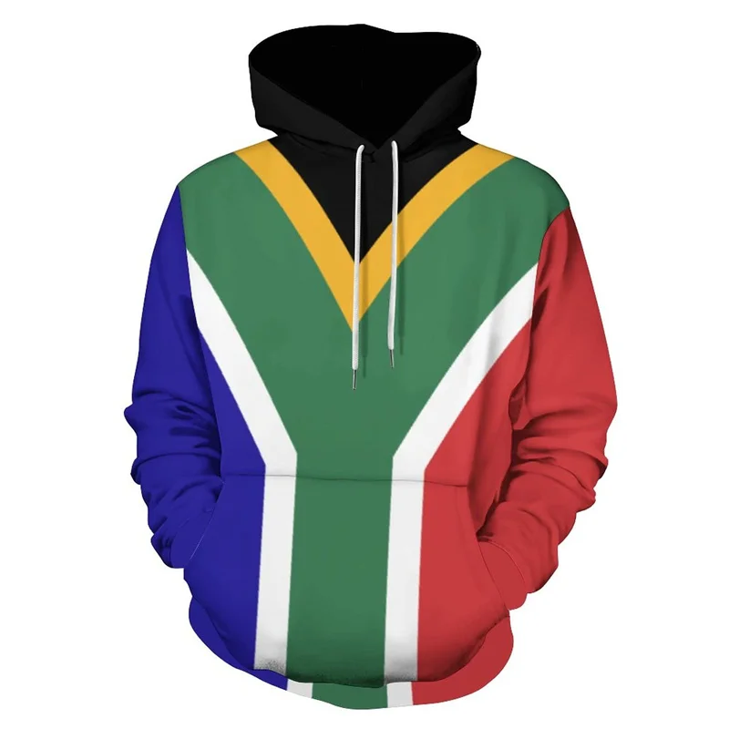 3D South Africa Flag Graphic Hoodies for Men Clothing America National Flag Long Sleeve Pullovers Spring Sweatshirts Coat Tops