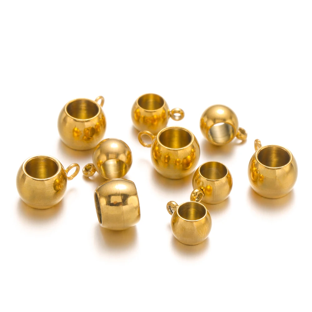 20 Stück Edelstahl-Abstandsperlen, Anhänger, Verschlüsse, goldfarbene Ösenperlen für DIY-Schmuckherstellung, Charms, Armbänder, 4mm Loch – Detail 5