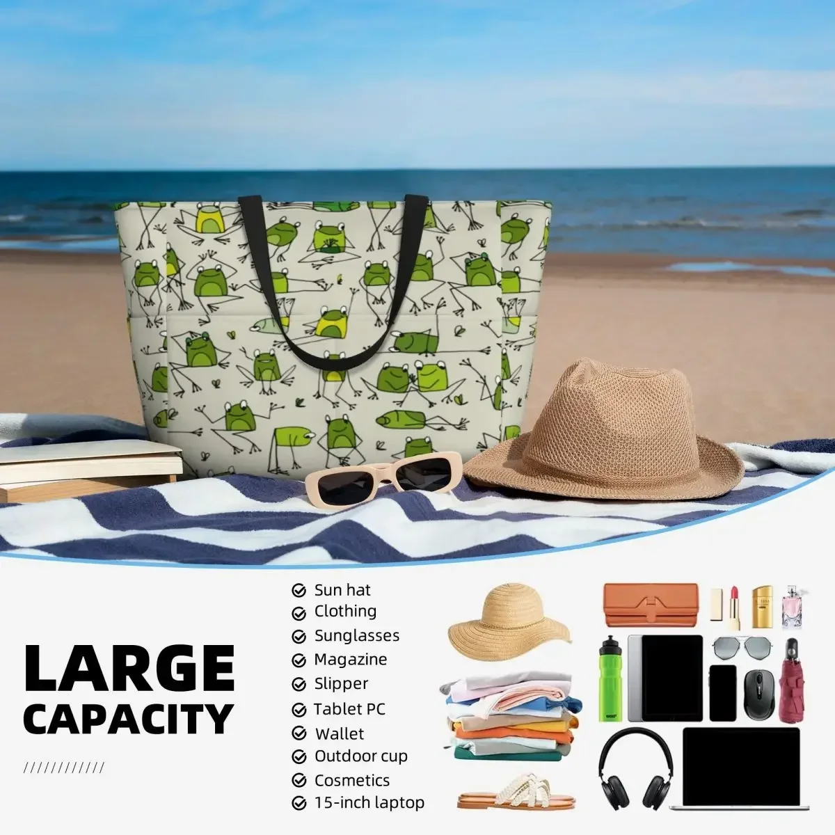 Lustige Frösche Strand Reisetasche, Einkaufstasche anpassbare Erwachsenen Sport Geburtstags geschenk Multi-Style-Muster