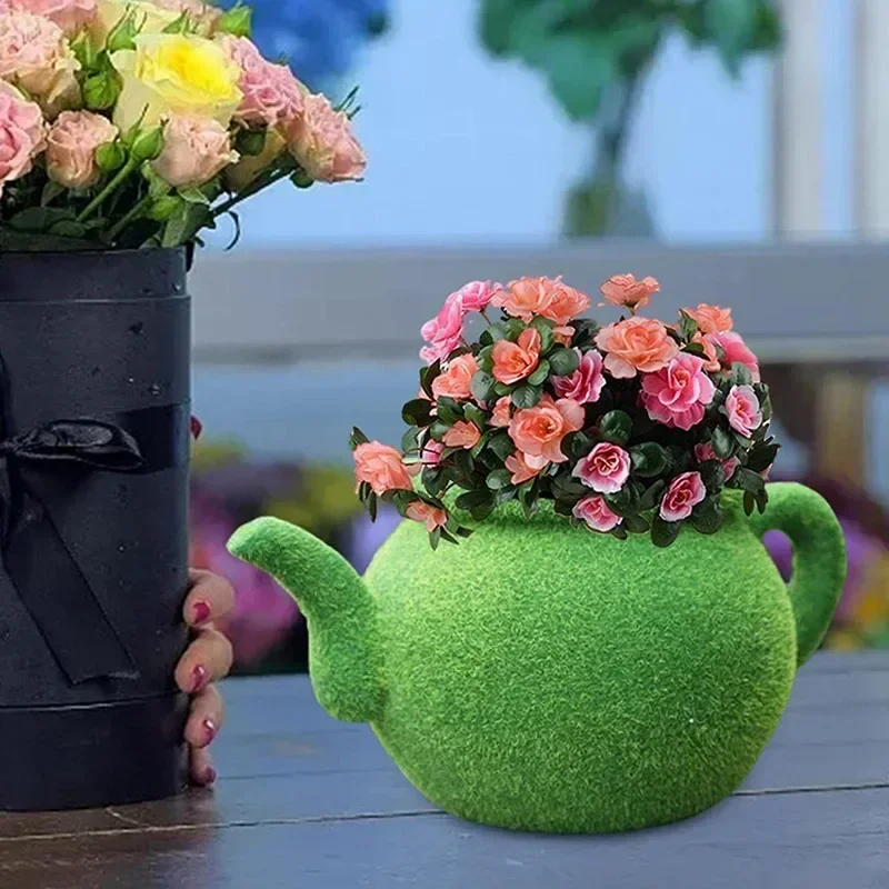 Garden Decoration Accessories Pots for Plants Moss Flocking Succulent Planter Flower Pot Indoor-Outdoor Home Desktop Decoration