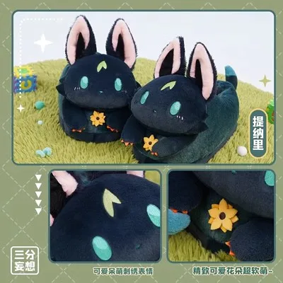 Genshin Impact Pluche Katoenen Slippers Zhong Li Xiao Zwerver Hu Tao Cosplay Schoenen Schattige Kawaii Anime Accessoires Kerstcadeau