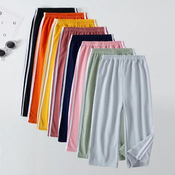 Kids Wide Leg Summer Trousers 3 Summer CHILDREN'S Thin Wide-leg Pants Boys and Girls Color Leisure Sports Straight Pants Comfortable Pants. 3