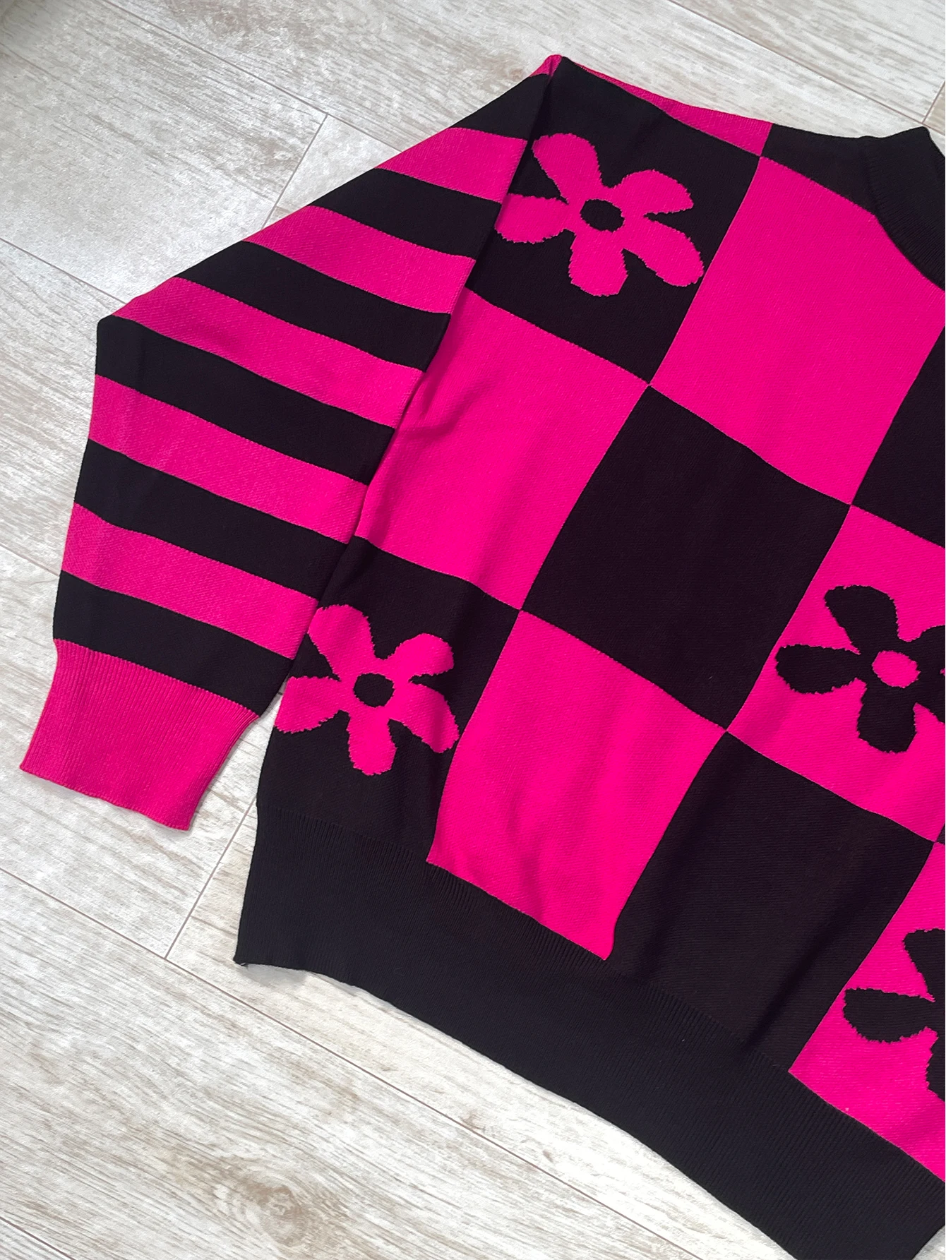 2025 Nieuwe Populaire Vintage Bloem Check Print Trui Splice Kleur Mode Harajuku Ronde Hals Hoge Kwaliteit Trui Y2k Voor Vrouwen