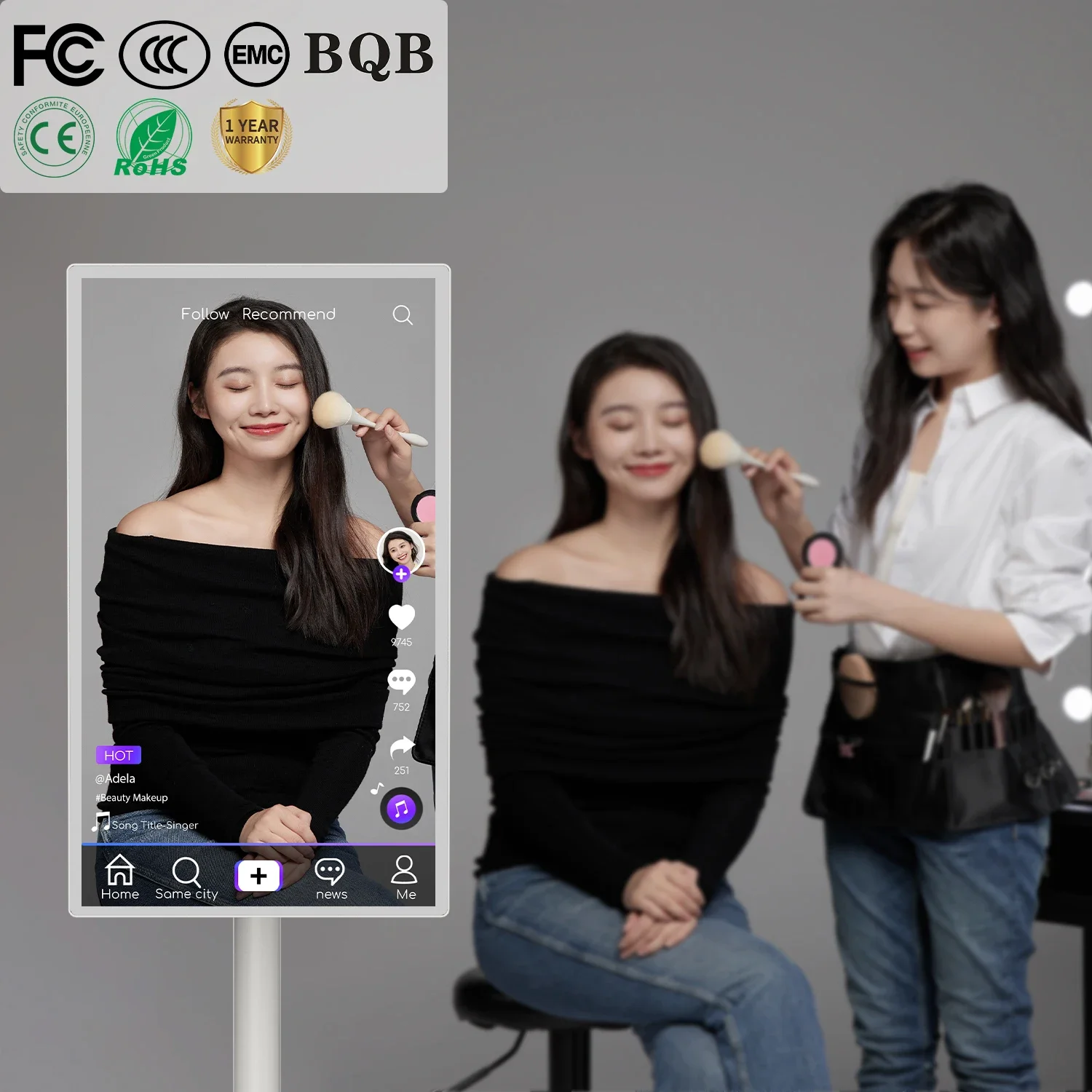 VTA + 2024 MTK8183 이동식 21.5 인치 안드로이드 12 터치스크린, 휴대용 TV, 4 + 64G 스탠드 바이 모바일 스마트 TV 태블릿