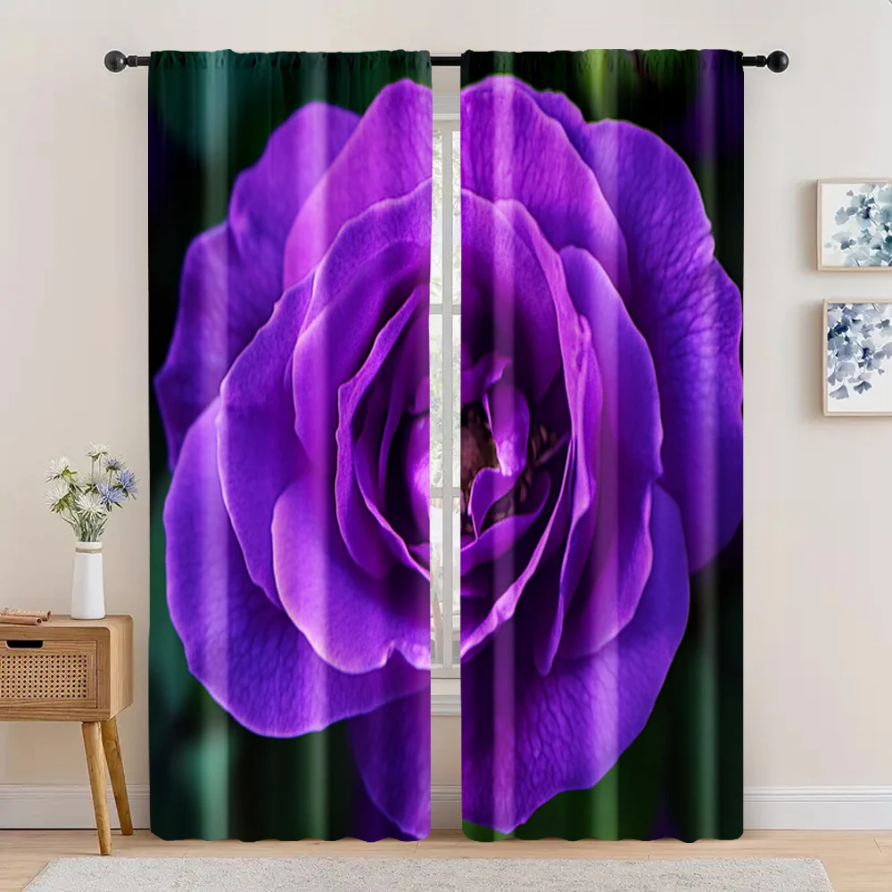 

2pc, Window Curtains curtainbeautiful flowers Machine Washable Polyester,Without Electricity Family Party Decoration Perfect