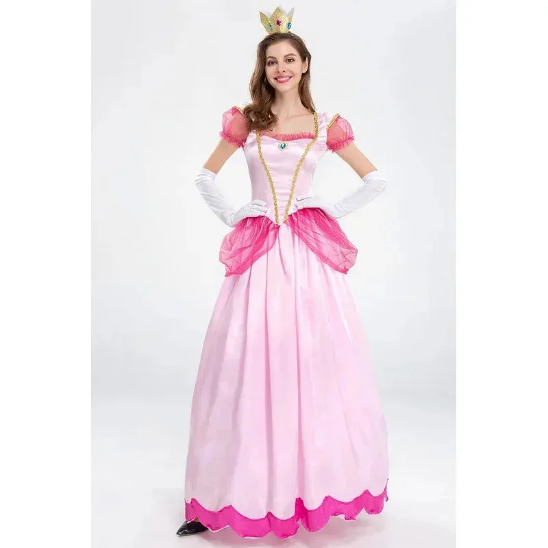 Silisili AAdult Princess Peach Costume Cosplay Party Halloween Masquerade Dress Up Abbigliamento per le donne Fan rosa 2025 ☆   Nuovo
