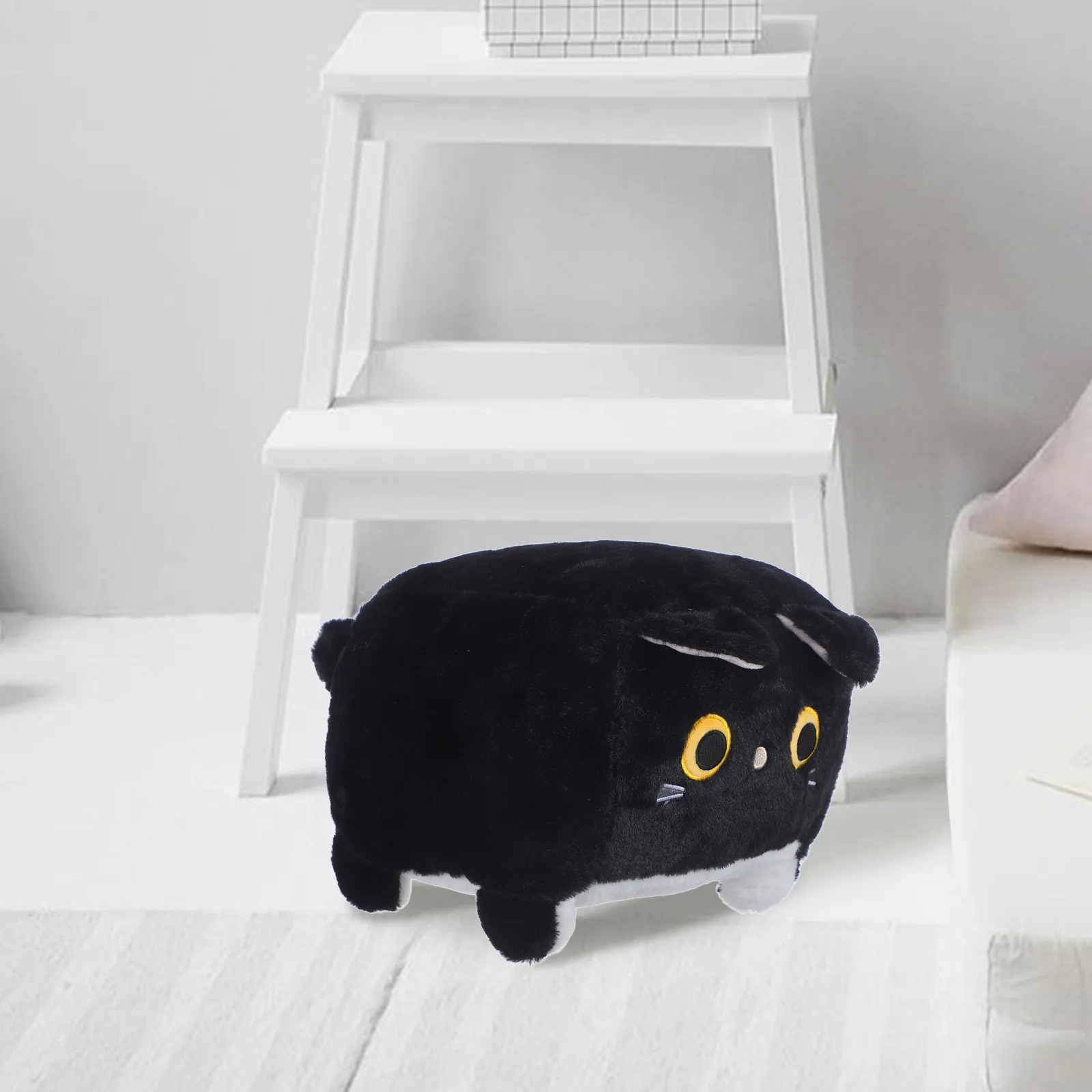 Jouets carrés pour chat 30cm, peluche blanche avec fermeture éclair, cadeaux d'anniversaire pour enfants, décoration d'animaux de dessin animé doux