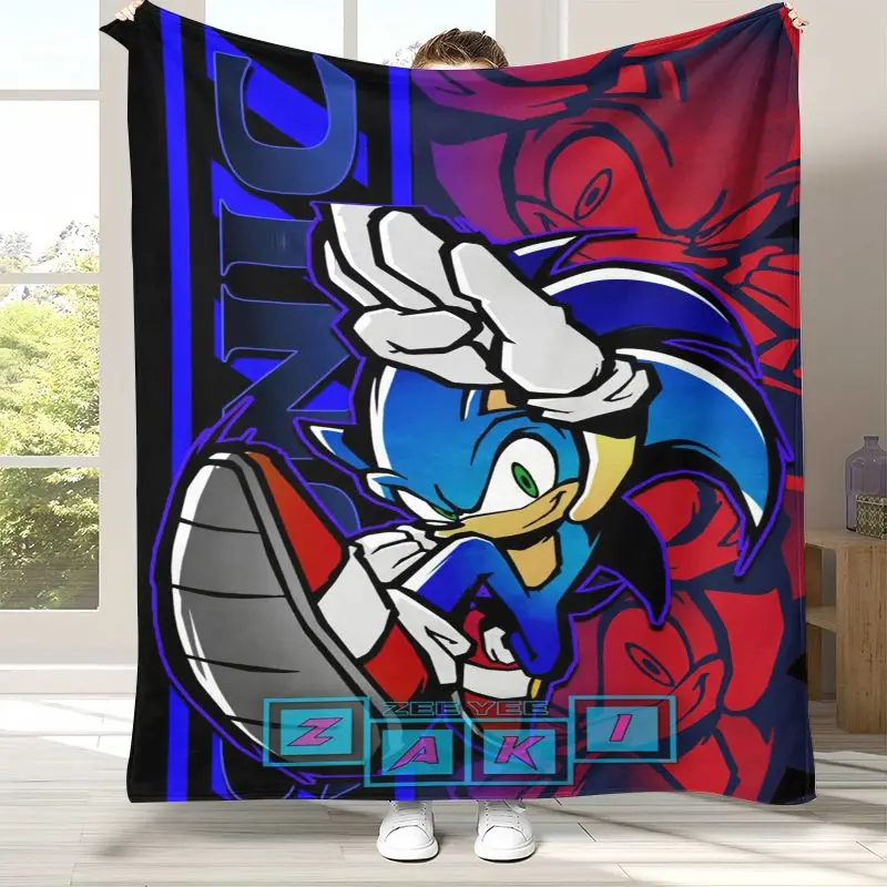 Cartoon S-Sonic Rings K-Knuckles Game Flannel Throw Blanket,Cozy Warm Blanket for Bed,Sofa,Living Room,Picnic,Camping,Home Decor
