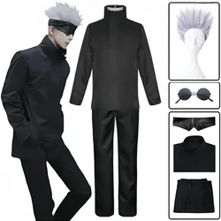 Anime Jujutsu Satoru Gojo Cosplay Costume Eye Patch Wigs Free Glasses Halloween Party Men Women