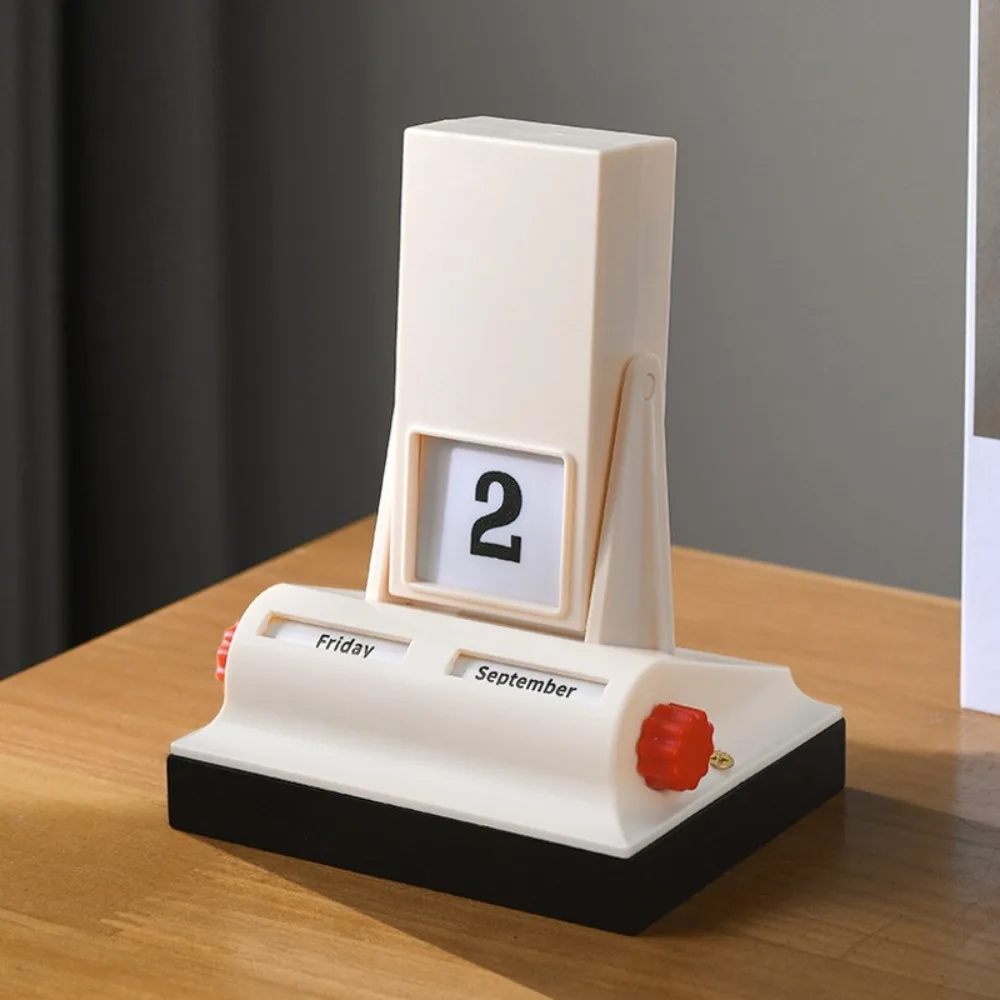 

Creative Light Luxury Flip Calendar Nordic Decorative Desk Calendar Beige Retro Rotating Calendar Office