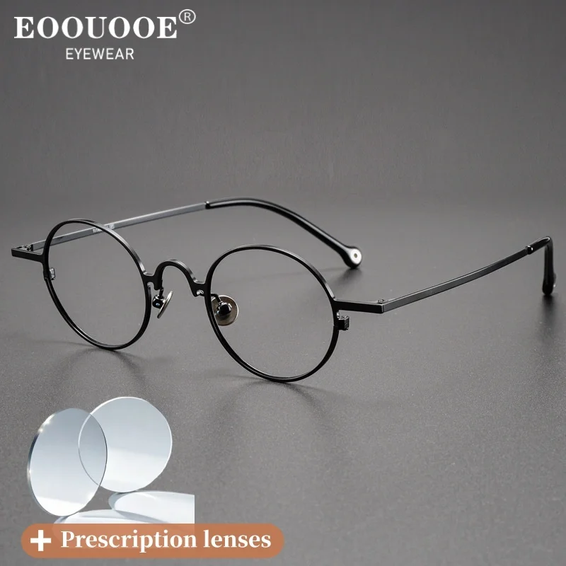 Vintage round small-sized glasses for men Myopia reading lenses Recipe Prescription Anti reflection film layer SPH