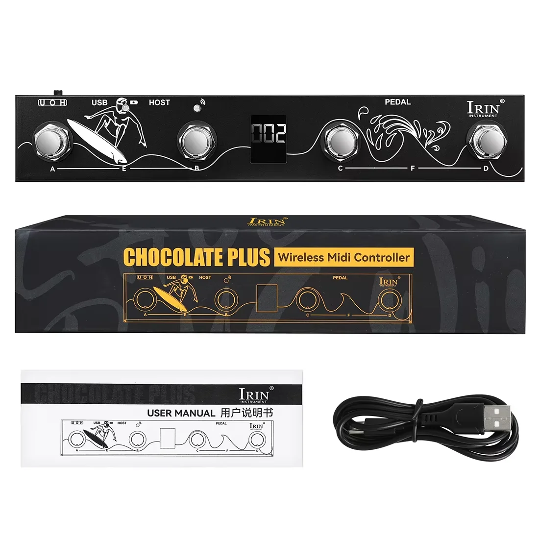 IRIN Chocolate Plus Wireless Midi Controller Keyboard 4 Buttons Foot Switch Supports MIDI Host Interface Control Function Part