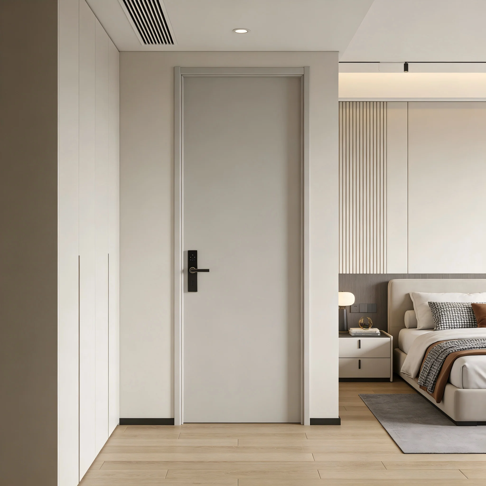2026 NewComposite Solid Wood Painted Soundproof Door 35 Decibel Customizable Size Color for Hotel Kitchen Villa Apartment