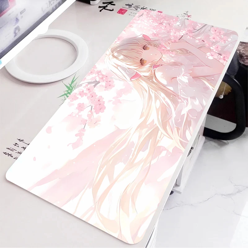 Cute Girl Desk Mat C-Chobits Chii Cartoon Laptop Mousepad Black Mouse Pad Office Pc Cabinet Mouse Mat HD Printing Computer Pads