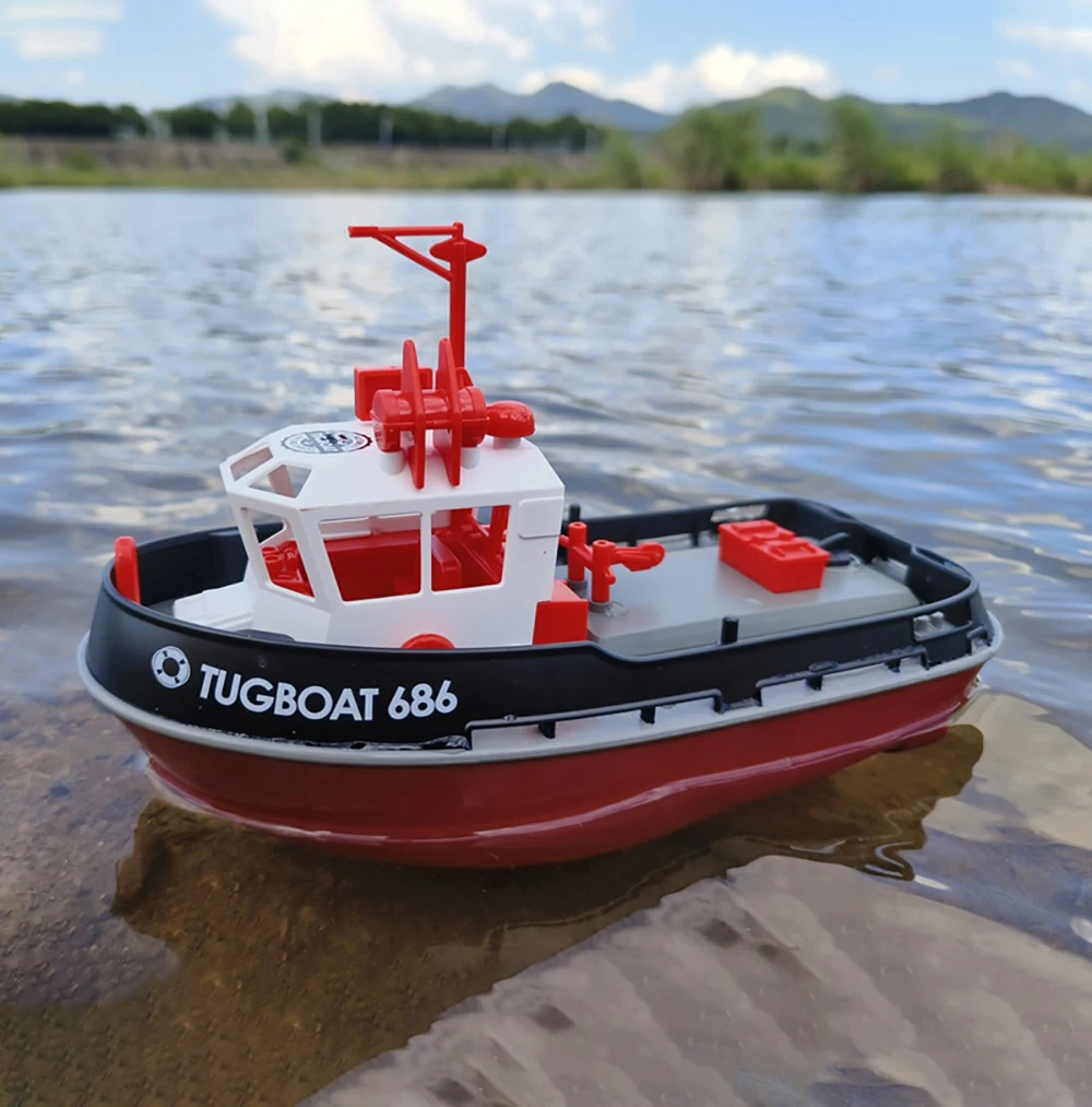 TYXIN 686 RC Remote Control Tugboat 1/72 Mini Electric Boat Water Toy Simulation Cargo Ship Model Children's Toy