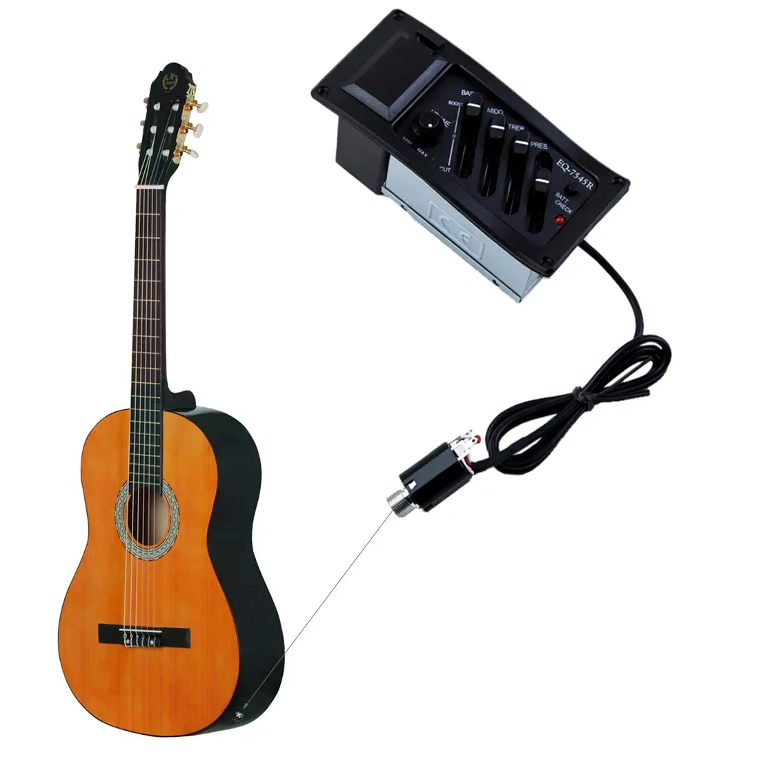 4/5 Band Classical Acoustic Guitar Pickup Musical Instrument Accessories EQ Equalizer Preamp With Volume Mid Treble Bass Control