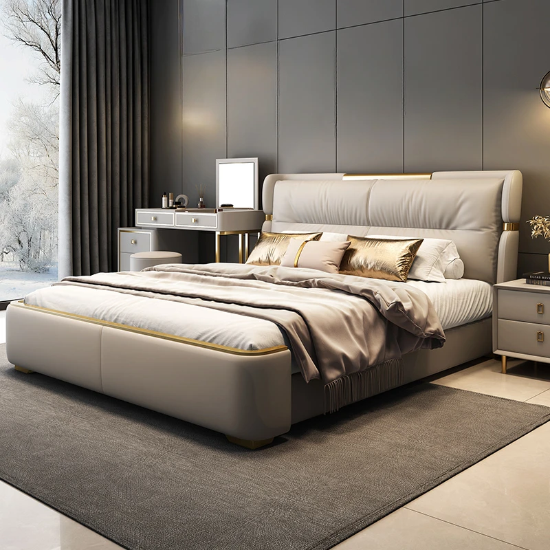 

Master Bedroom Bed Headboard High End Atmospheric King Size Luxurious Modern New Double Bed Cama De Casal Bedroom Furniture