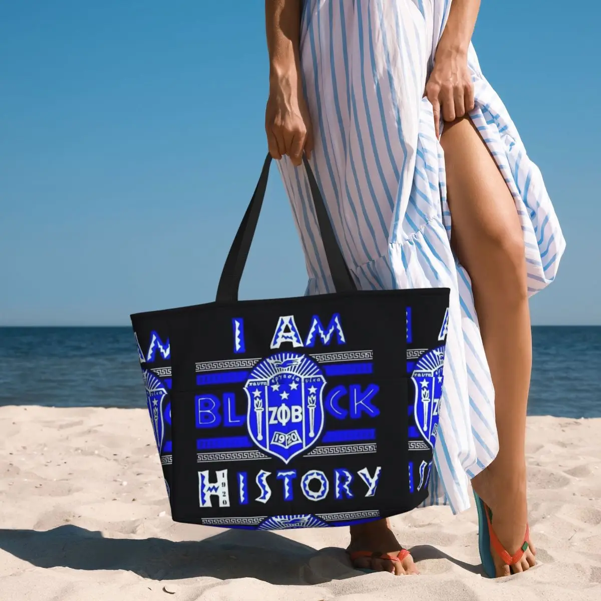 

Zeta Phi Beta Greek Letter 1920 ZOB Beach Tote Bag Sport Gym Yoga Duffle Large Tote Bag Women Travel Bag Fitness bag