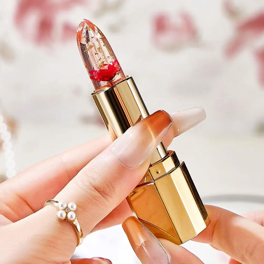 Flower Jelly Color Changing Lipstick Woman Moisturizing Long-lasting Non-stick Cup Without Fading Color Warming Lip Balm