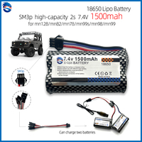 1500mAh Battery for MN99S RC Car with SM3P Plug 18650 7.4V Lipo Battery for LC79 MN82 MN90 MN78 MN128 MN RC Car Parts