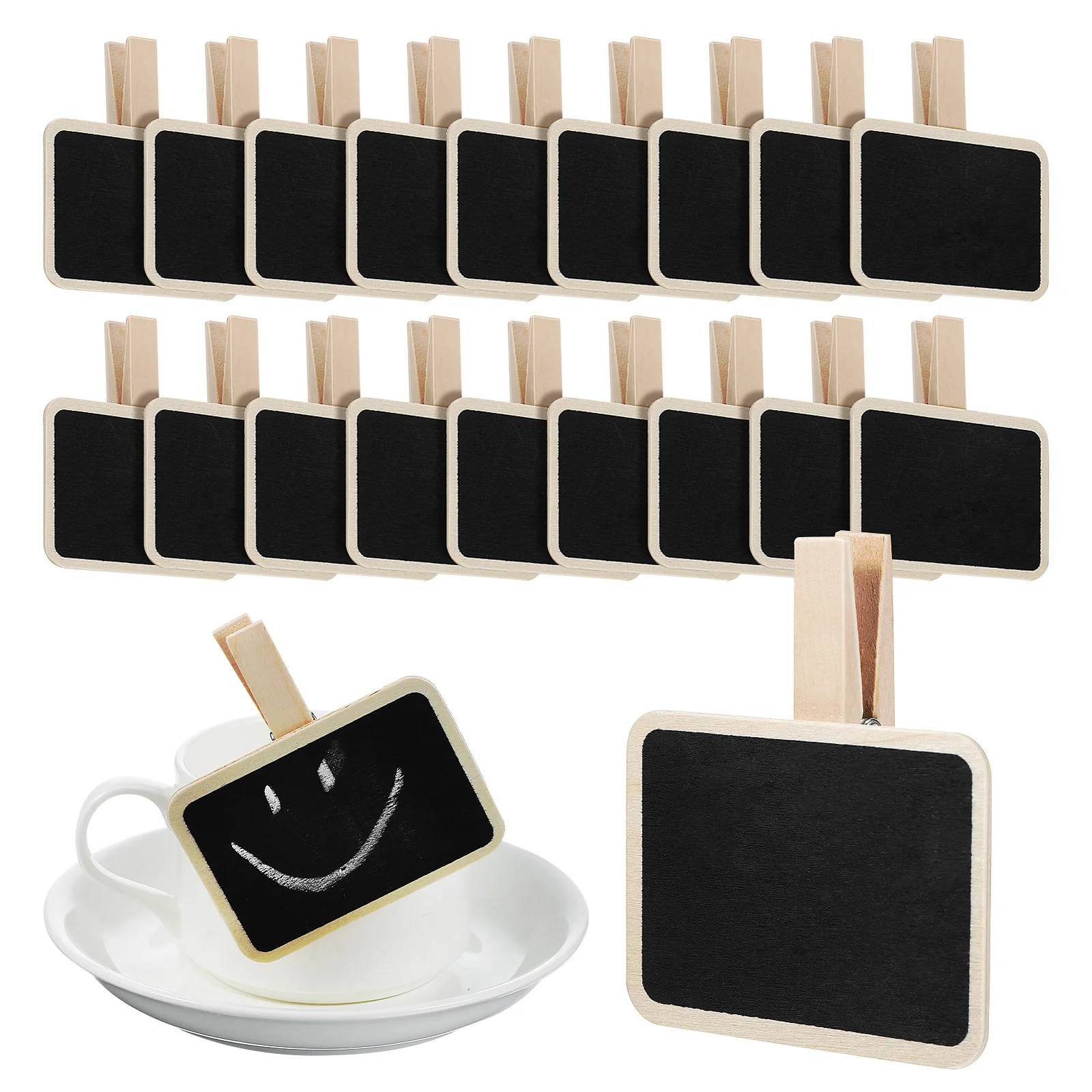 20 قطعة سبورة صغيرة مع مشبك مادة الخشب الطبيعي ملصقات سهلة المسح لاستخدام متجر الراحة في السوبر ماركت في المطاعم #3