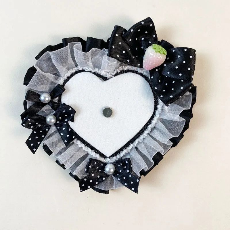 badge holder heart idol photo display lace bow pearl  ita bag accessories 58mm DIY ita bag decoration Lolita cosplay accessorie