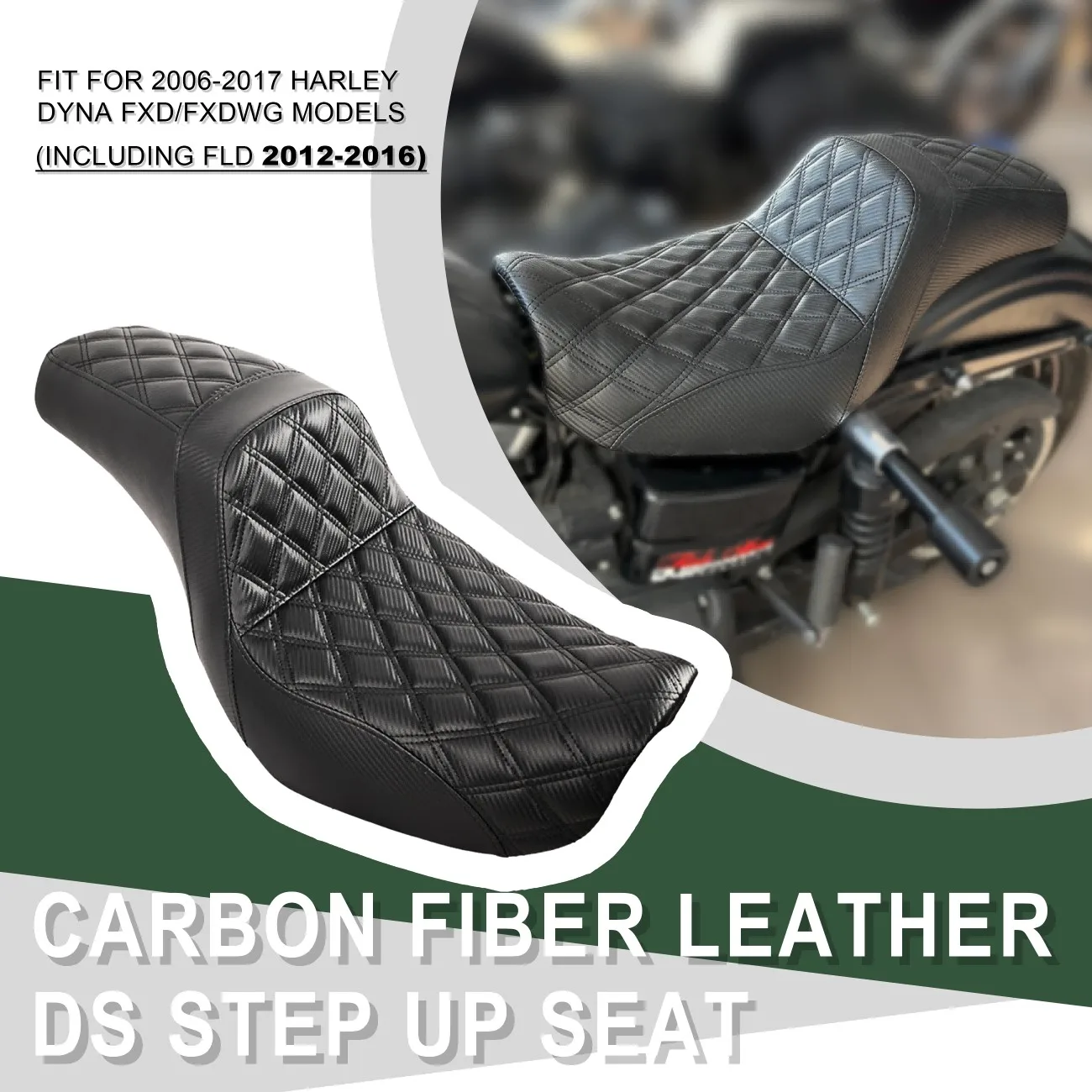 

Carbon Fiber Leather DS Step up Seat Cushion for Harley Dyna 2006-2017 without Gel Inside Motorcycle Parts