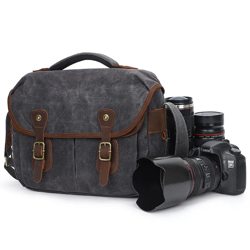 Camera bag - durable cross-body photography digital bag - single-layer ancient waterproof canvas single-shoulder bag