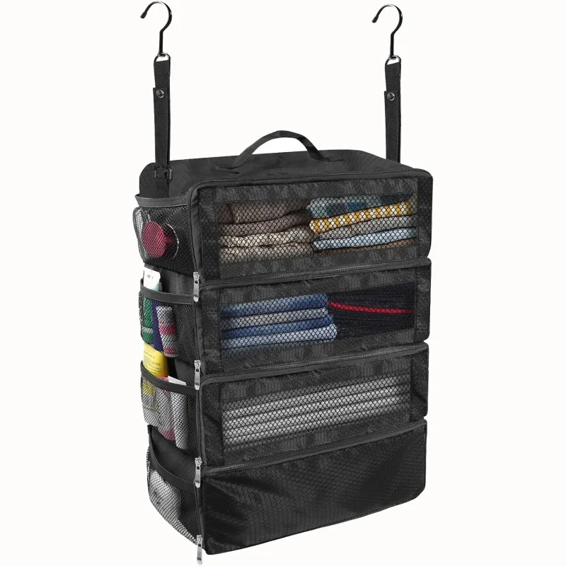 

Suitcase Organizer High-capacity Travel Luggage Organizer Hanging Shelve Packing Cube Closet Collapsible Hanging Storage Bags
